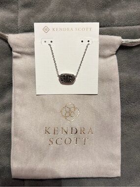 Kendra Scott Silver Necklace with Platinum Drusy Pendant